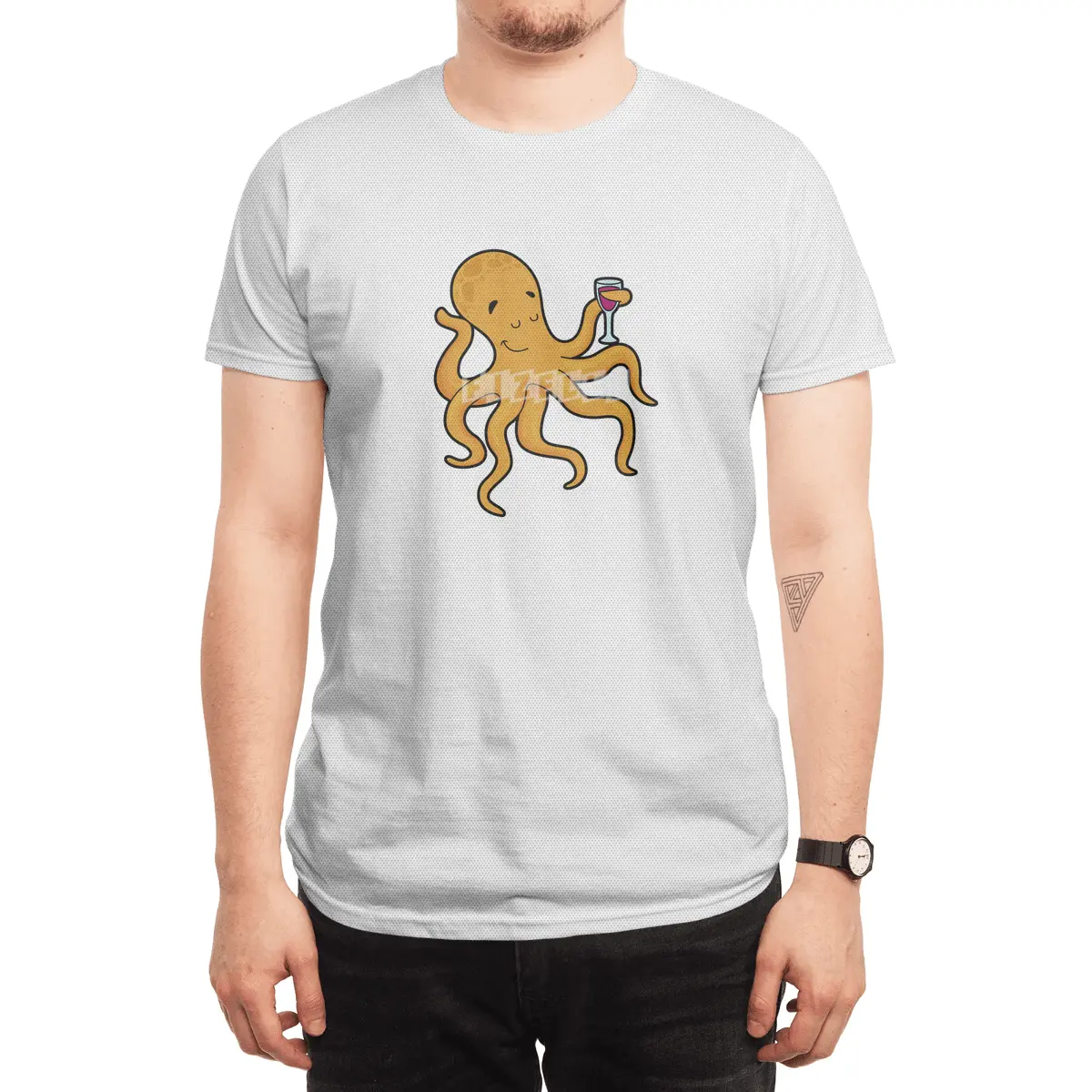 Octopus with Glass of Juice Spor T-Shirt