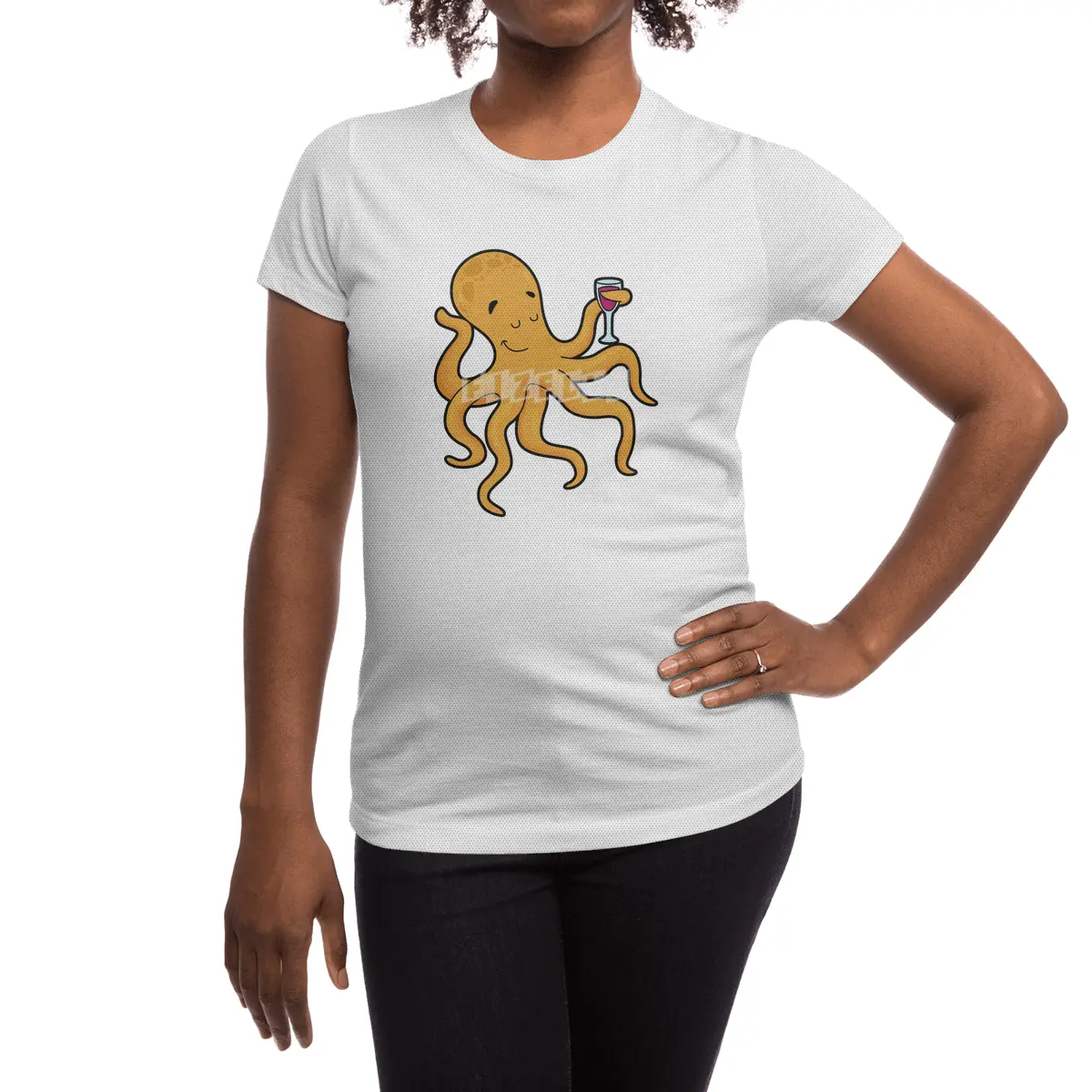 Octopus with Glass of Juice Spor T-Shirt