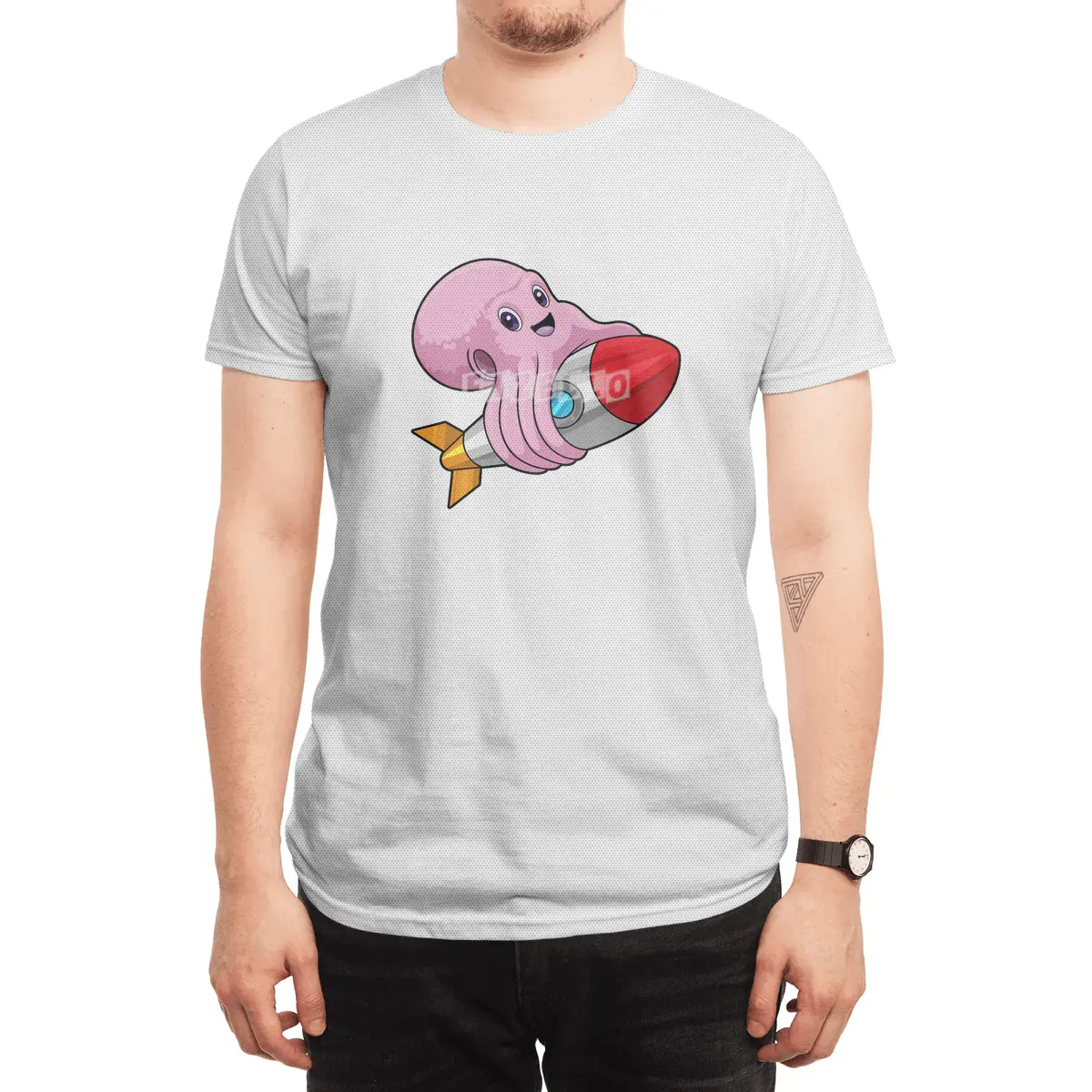 Octopus with Rocket Spor T-Shirt