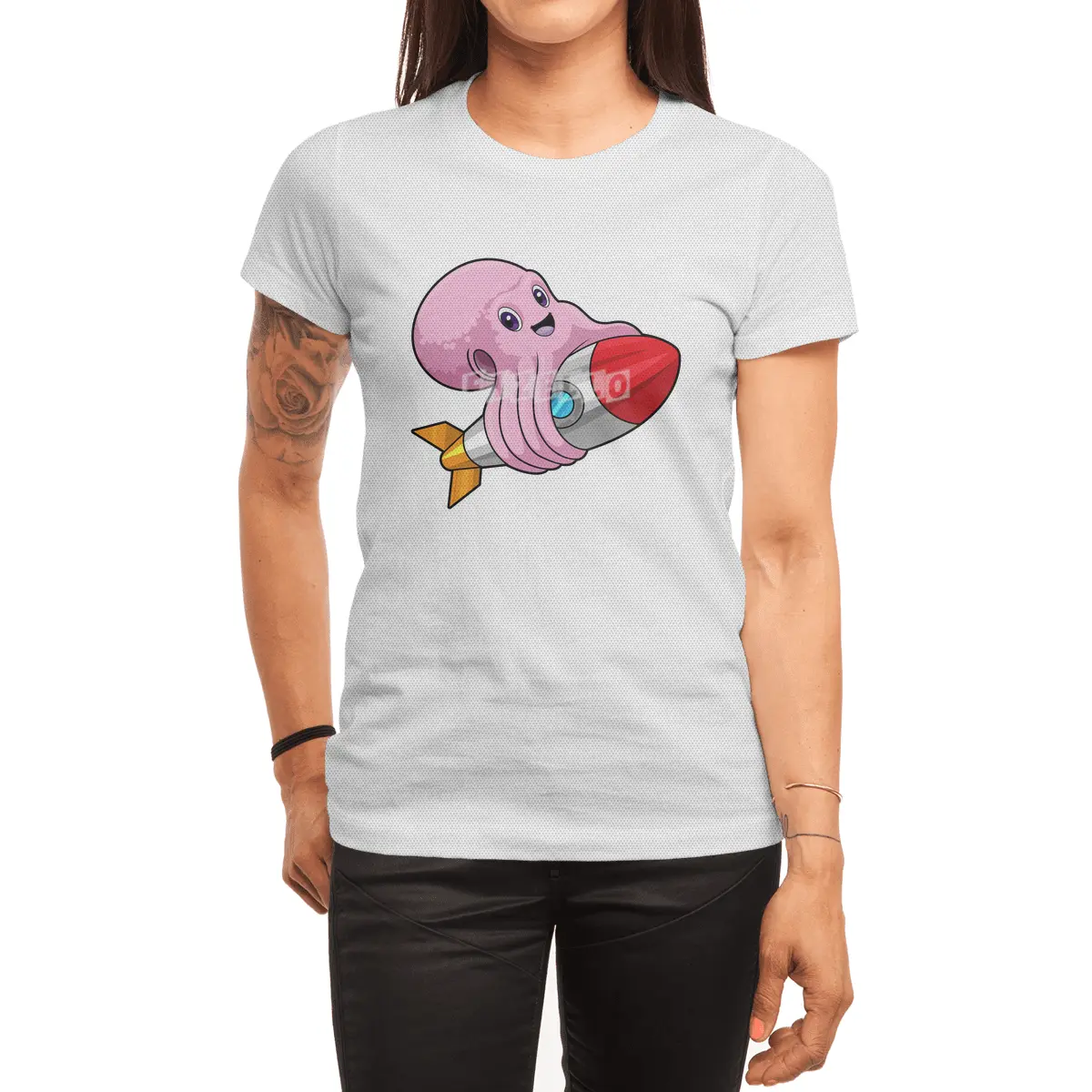 Octopus with Rocket Spor T-Shirt