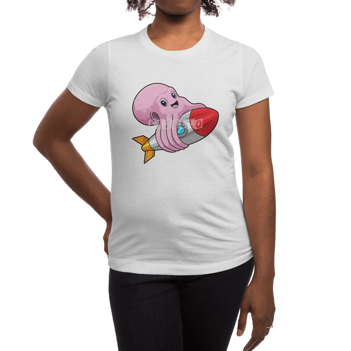 Octopus with Rocket Spor T-Shirt