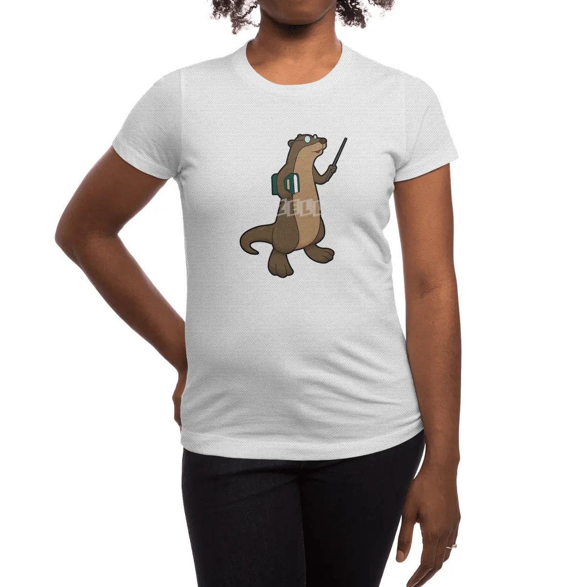 Otter as Teacher with Book & Pointer Spor T-Shirt