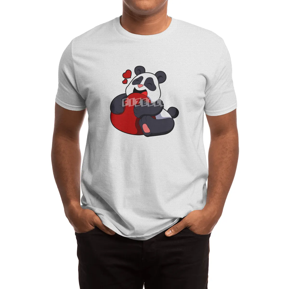 Panda - Love with Heart Spor T-Shirt