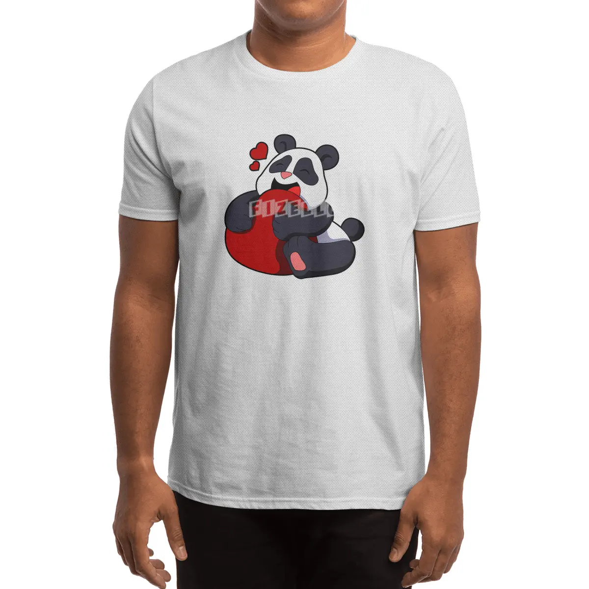 Panda - Love with Heart Spor T-Shirt
