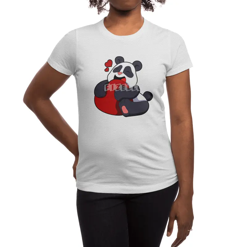 Panda - Love with Heart Spor T-Shirt