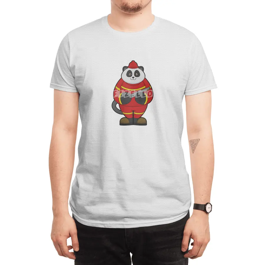 Panda as Firefighter with Hose Spor T-Shirt