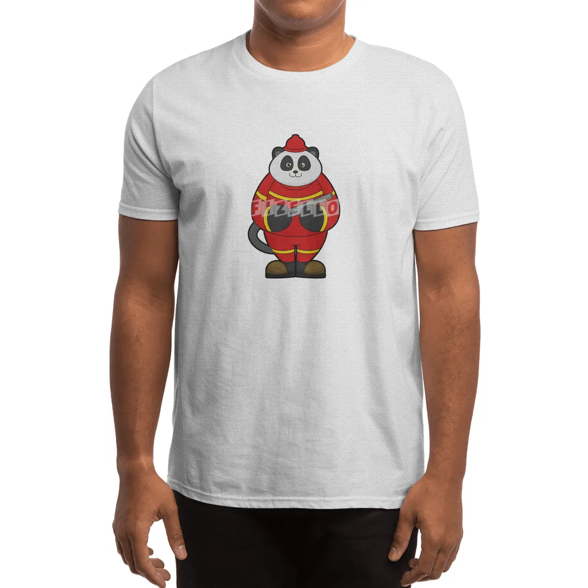 Panda as Firefighter with Hose Spor T-Shirt