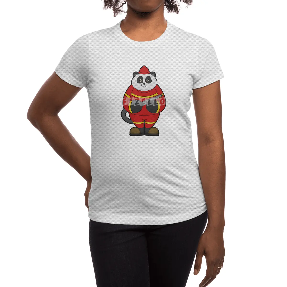 Panda as Firefighter with Hose Spor T-Shirt