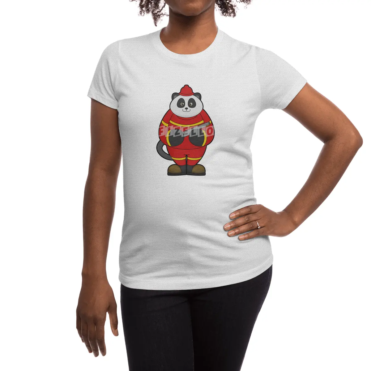 Panda as Firefighter with Hose Spor T-Shirt