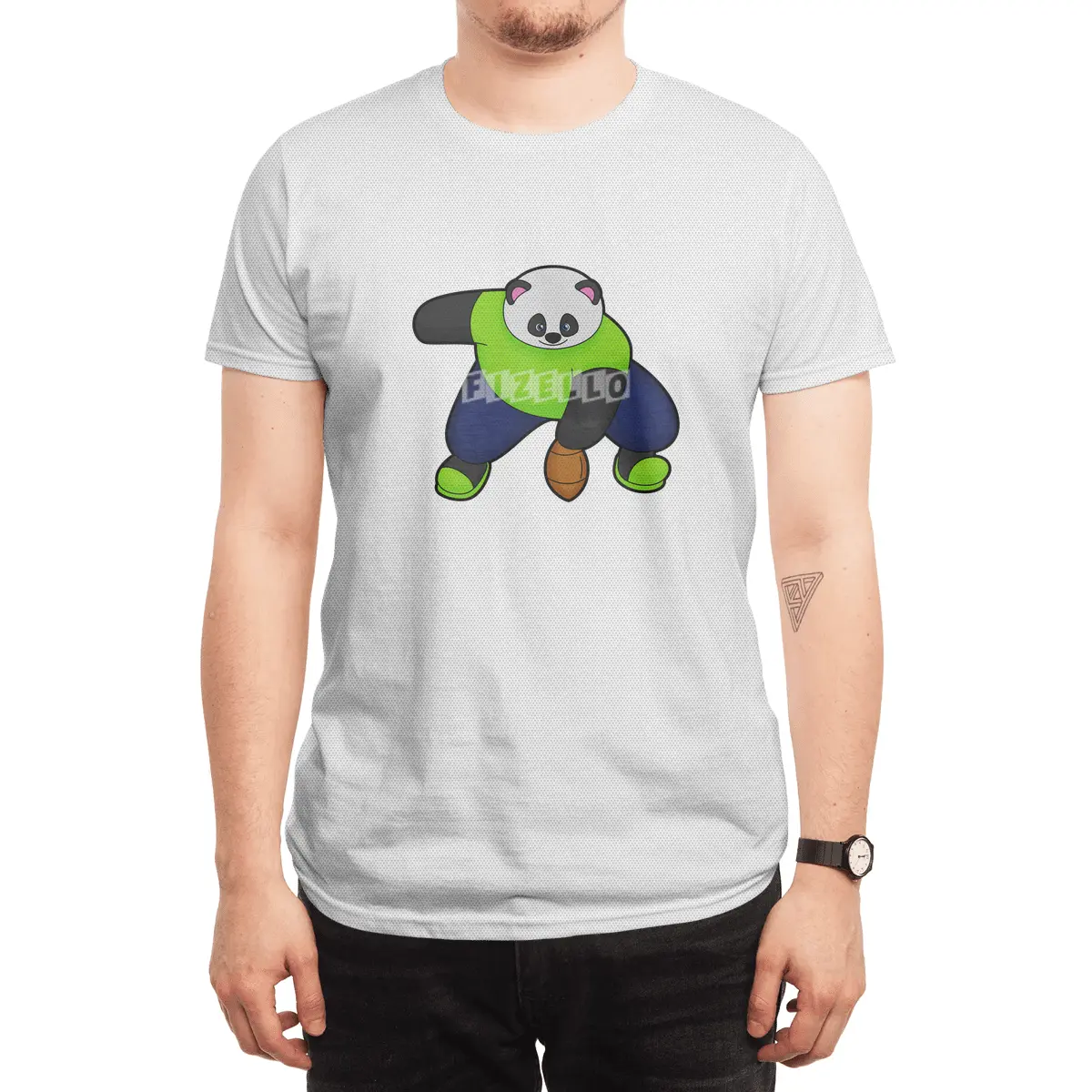 Panda as Football player with Football Spor T-Shirt