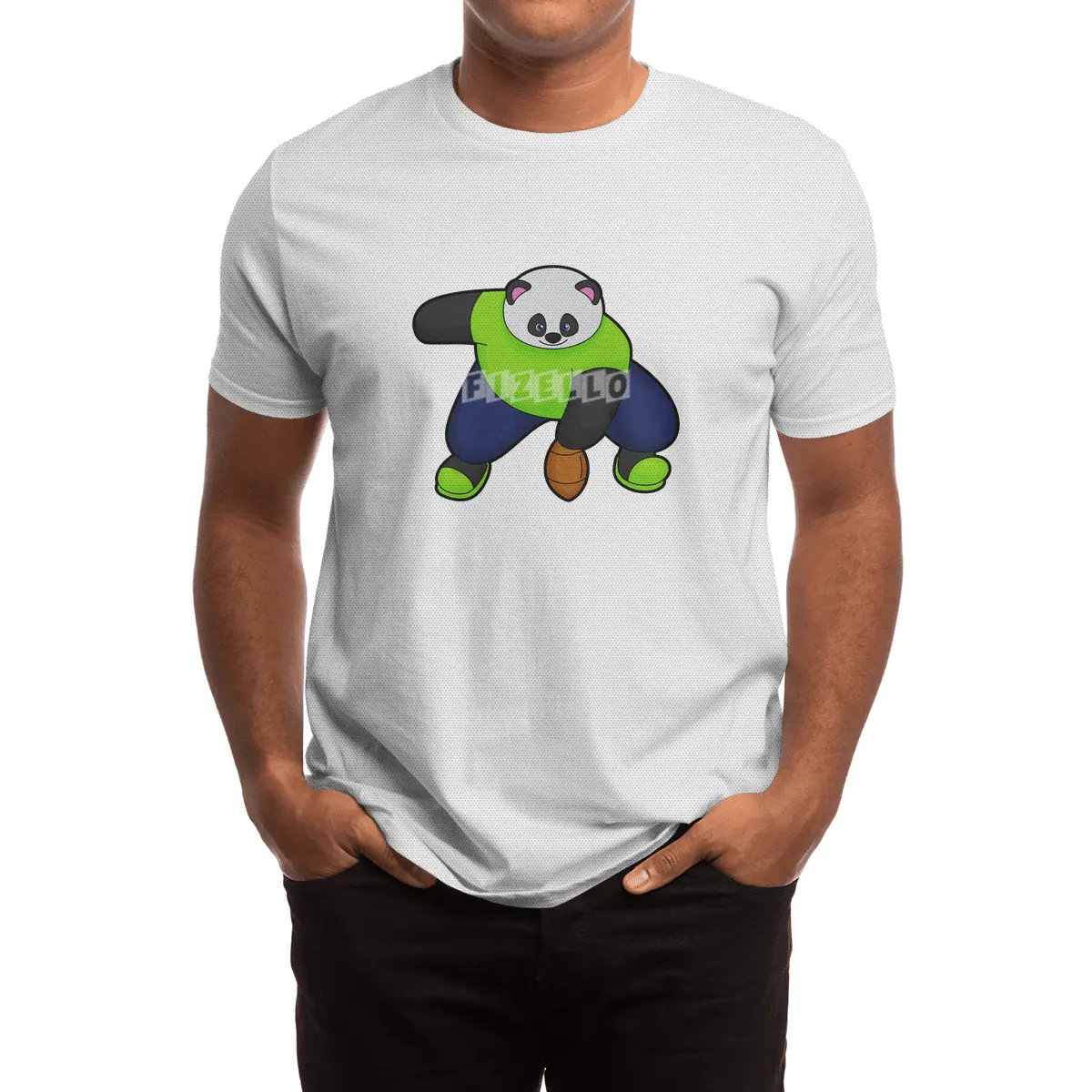 Panda as Football player with Football Spor T-Shirt