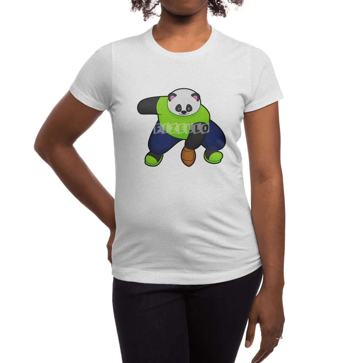 Panda as Football player with Football Spor T-Shirt