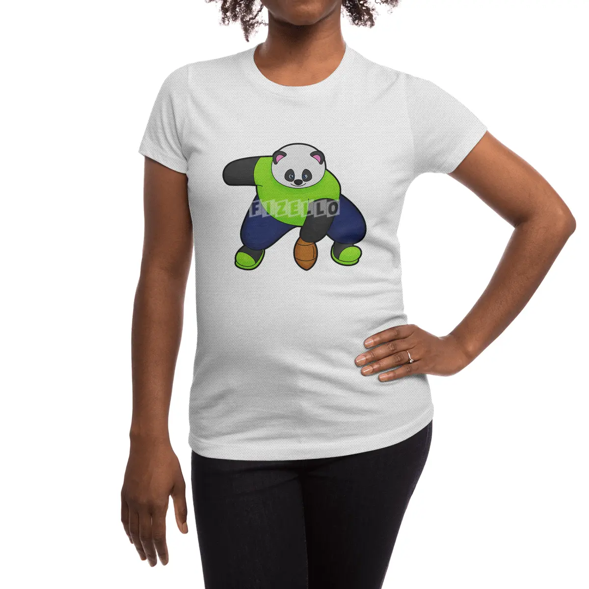 Panda as Football player with Football Spor T-Shirt