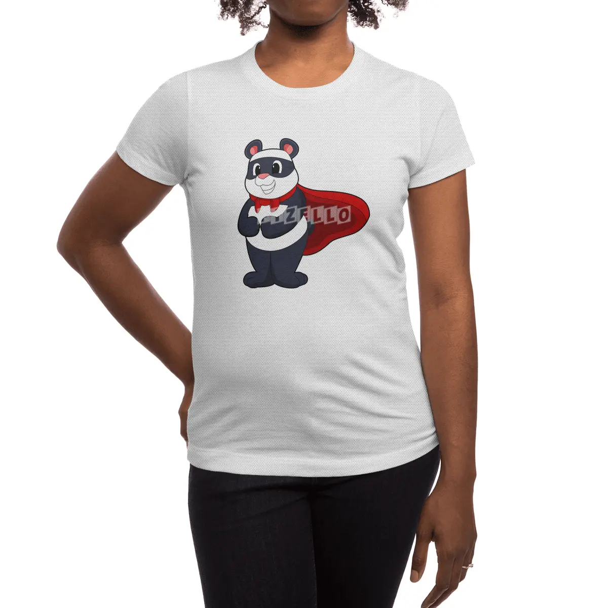 Panda as Hero with Mask & Cape Spor T-Shirt