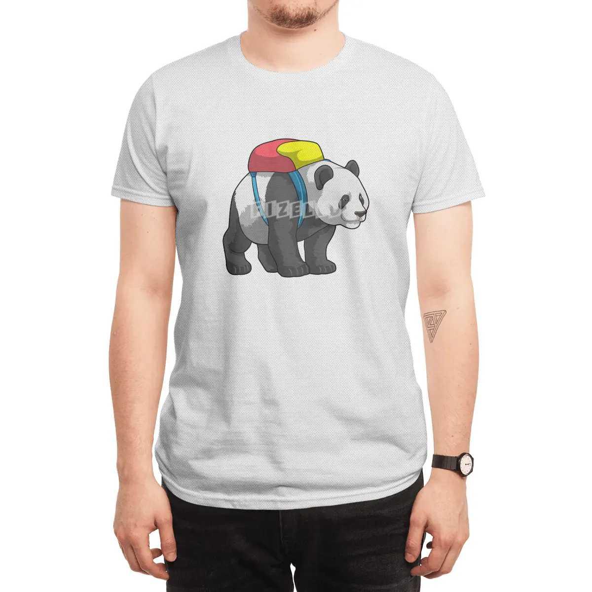 Panda as Hiker with Backpack Spor T-Shirt