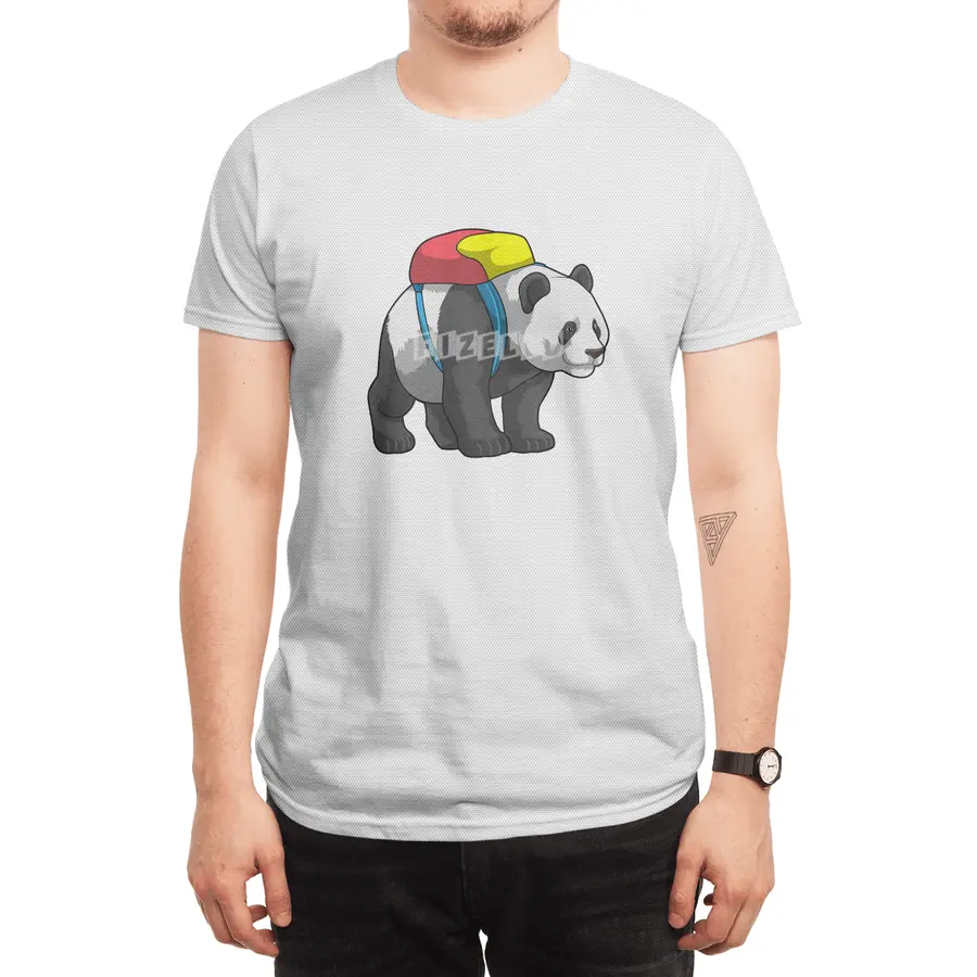 Panda as Hiker with Backpack Spor T-Shirt