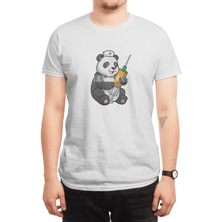 Panda as Nurse with Syringe Spor T-Shirt