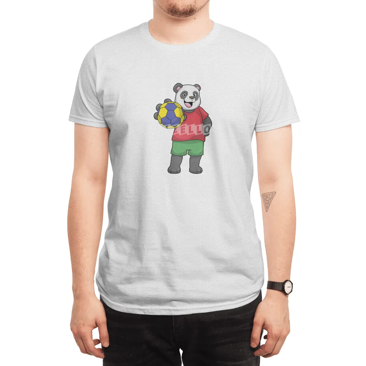 Panda with Handball Sports Spor T-Shirt