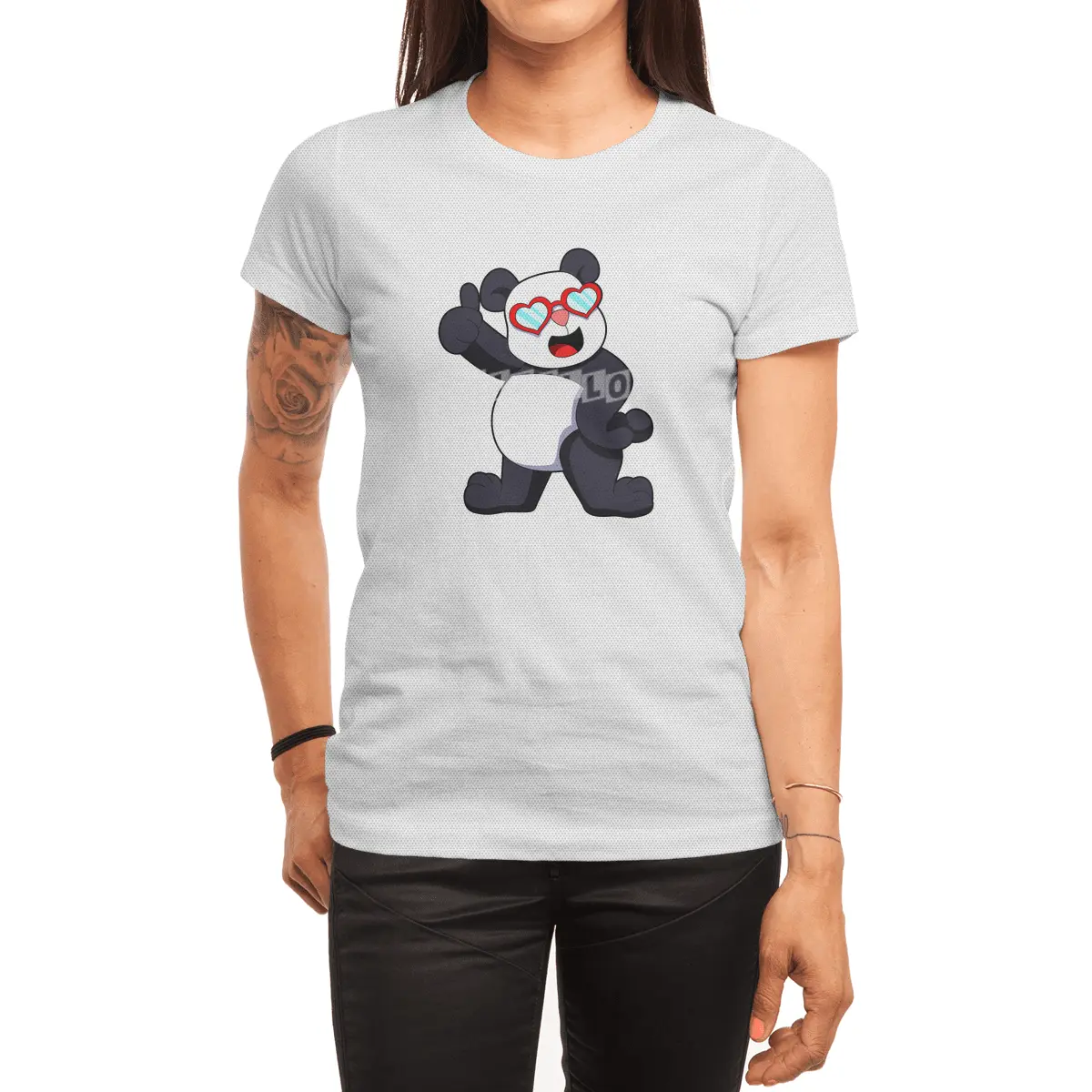 Panda with Heart as Glasses Spor T-Shirt