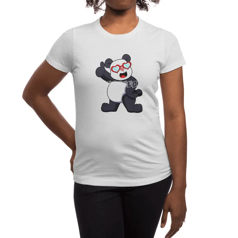 Panda with Heart as Glasses Spor T-Shirt