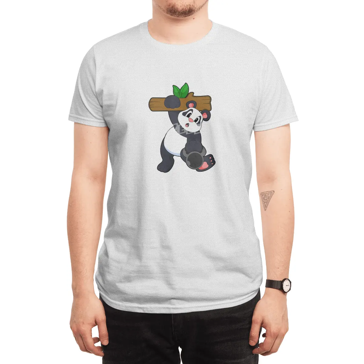 Panda with Wood at Strength training Spor T-Shirt