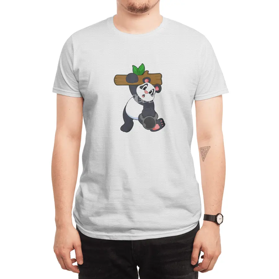 Panda with Wood at Strength training Spor T-Shirt