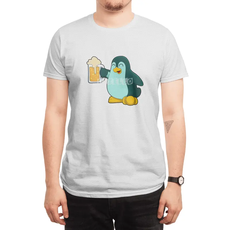 Penguin with Glass of Beer Spor T-Shirt