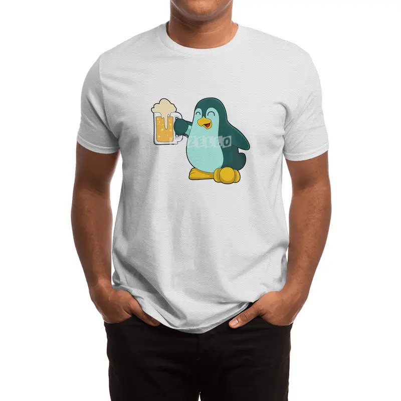 Penguin with Glass of Beer Spor T-Shirt