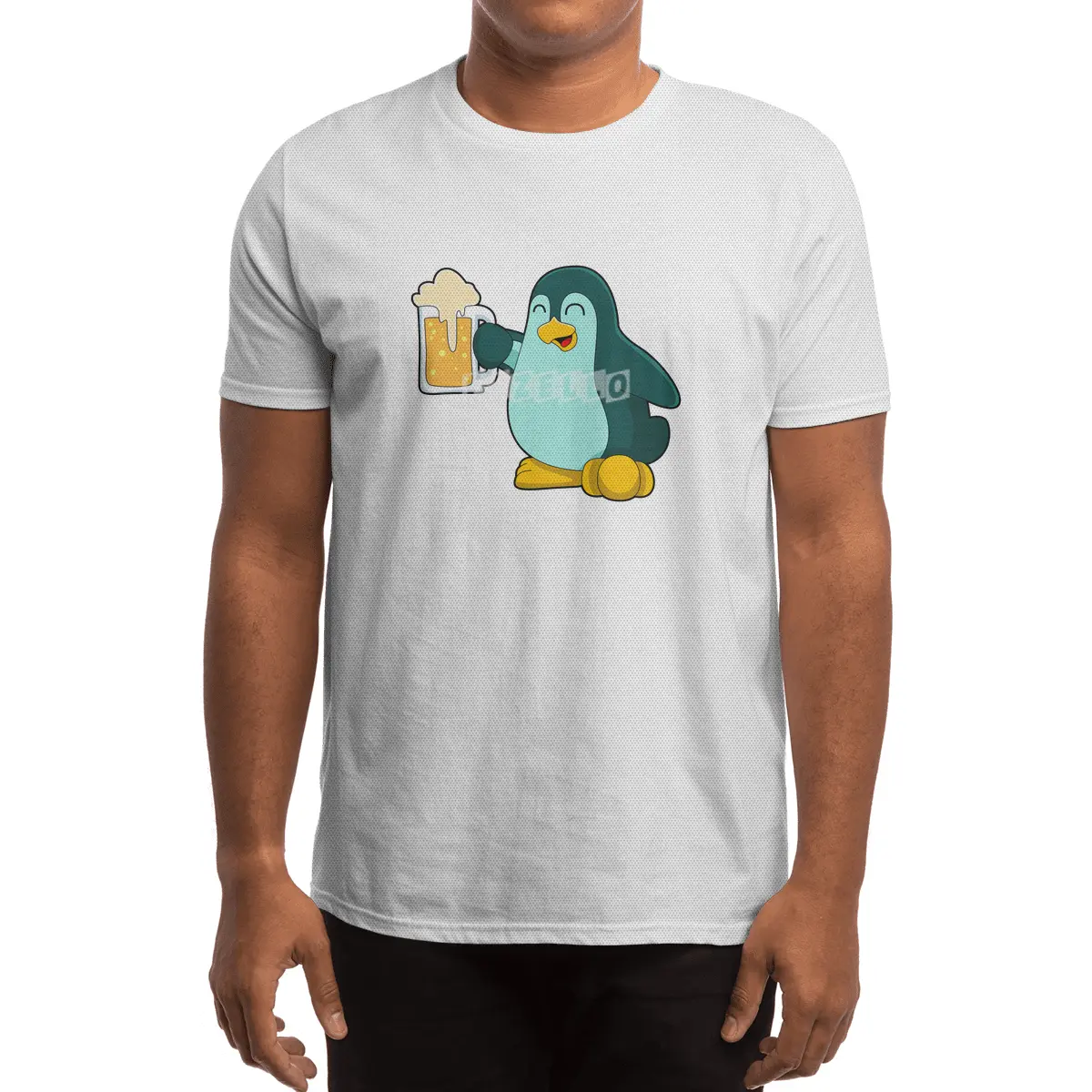 Penguin with Glass of Beer Spor T-Shirt