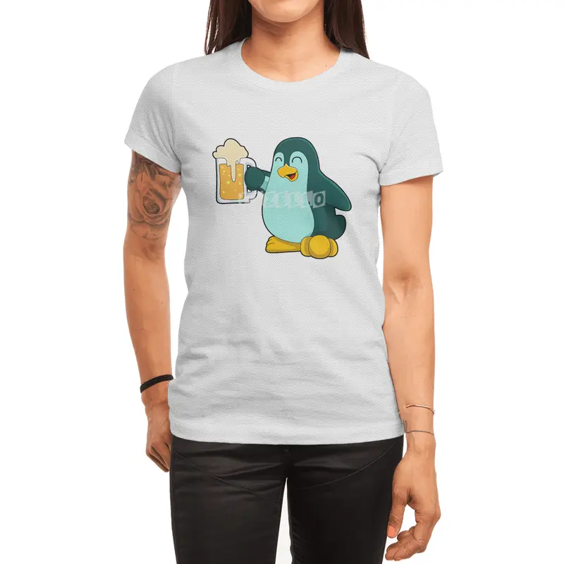 Penguin with Glass of Beer Spor T-Shirt