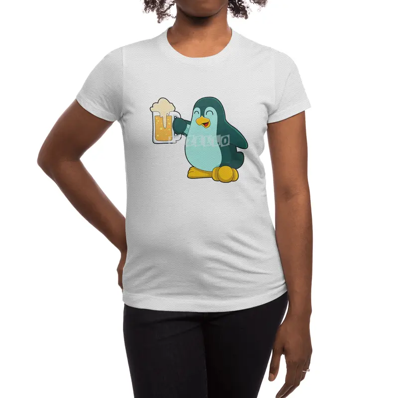 Penguin with Glass of Beer Spor T-Shirt