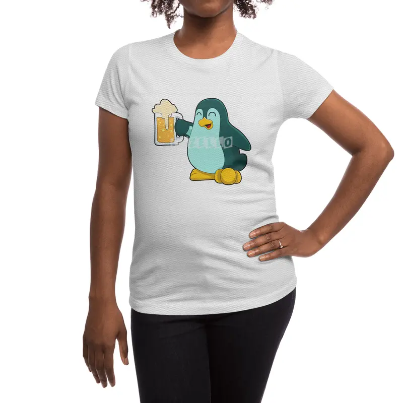 Penguin with Glass of Beer Spor T-Shirt