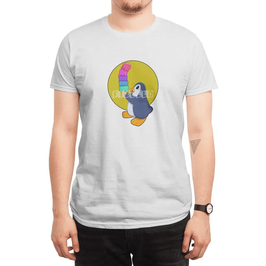 Penguin with Ice cream Spor T-Shirt