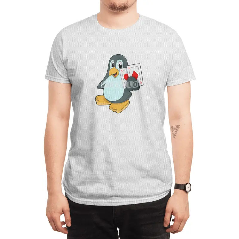 Penguin with Poker cards Spor T-Shirt
