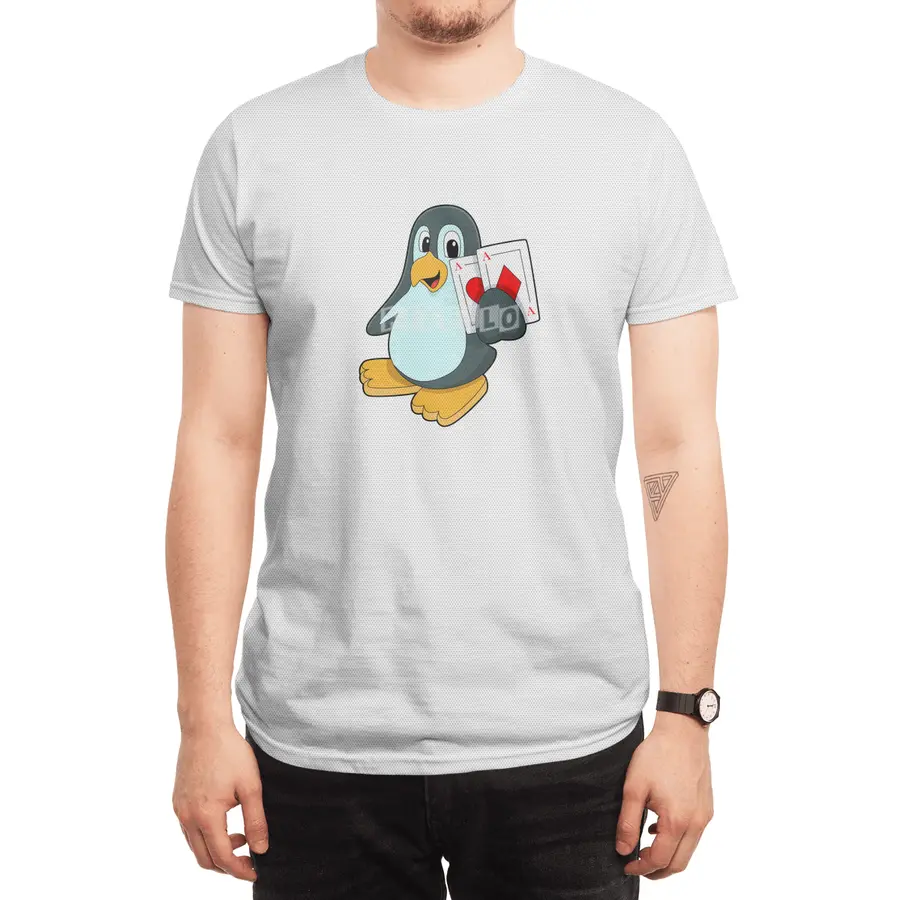 Penguin with Poker cards Spor T-Shirt