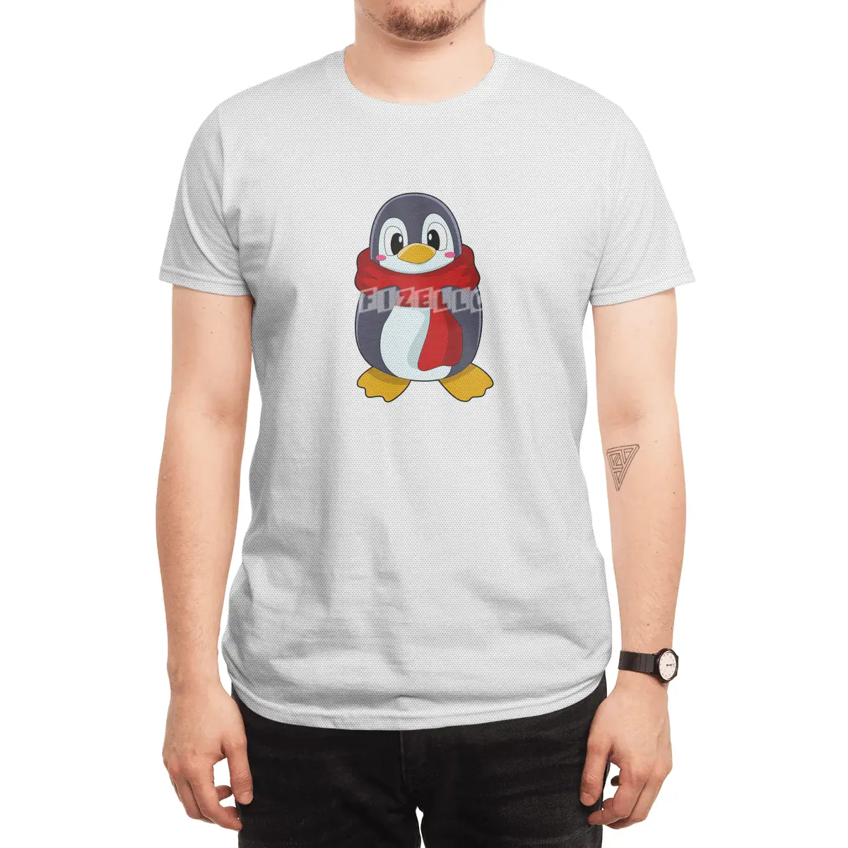 Penguin with Scarf Spor T-Shirt