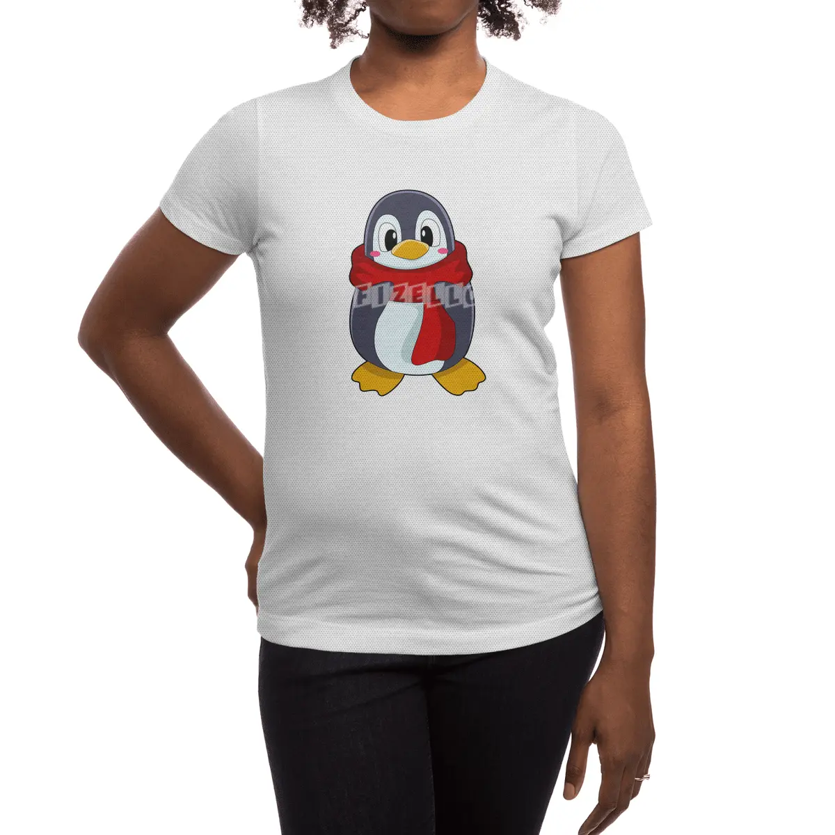 Penguin with Scarf Spor T-Shirt