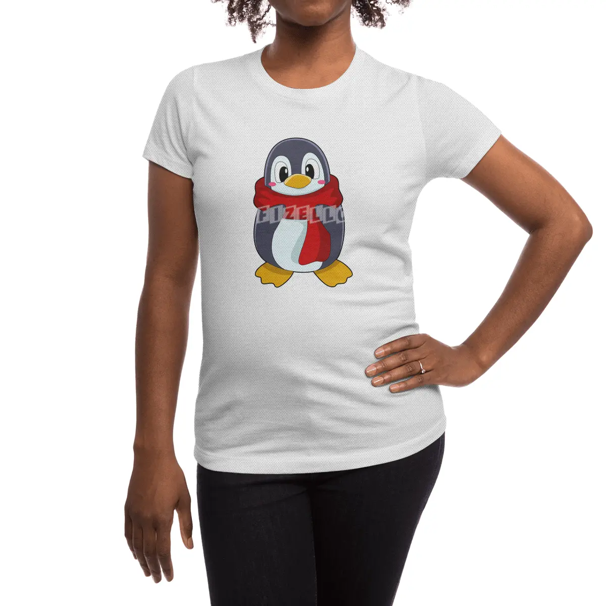 Penguin with Scarf Spor T-Shirt