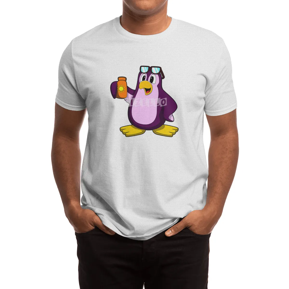 Penguin with Suncream & Sunglasses Spor T-Shirt