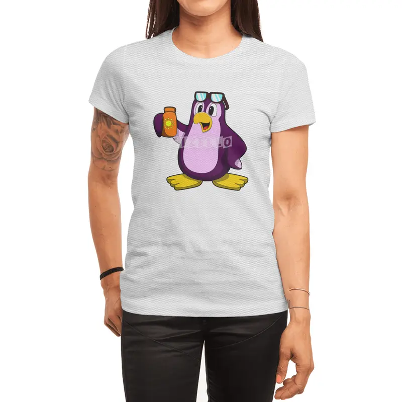 Penguin with Suncream & Sunglasses Spor T-Shirt