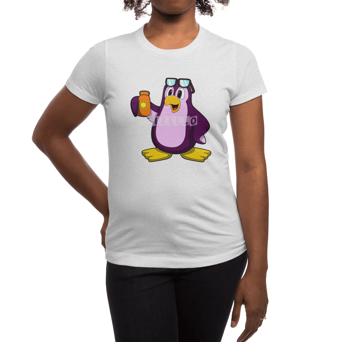 Penguin with Suncream & Sunglasses Spor T-Shirt