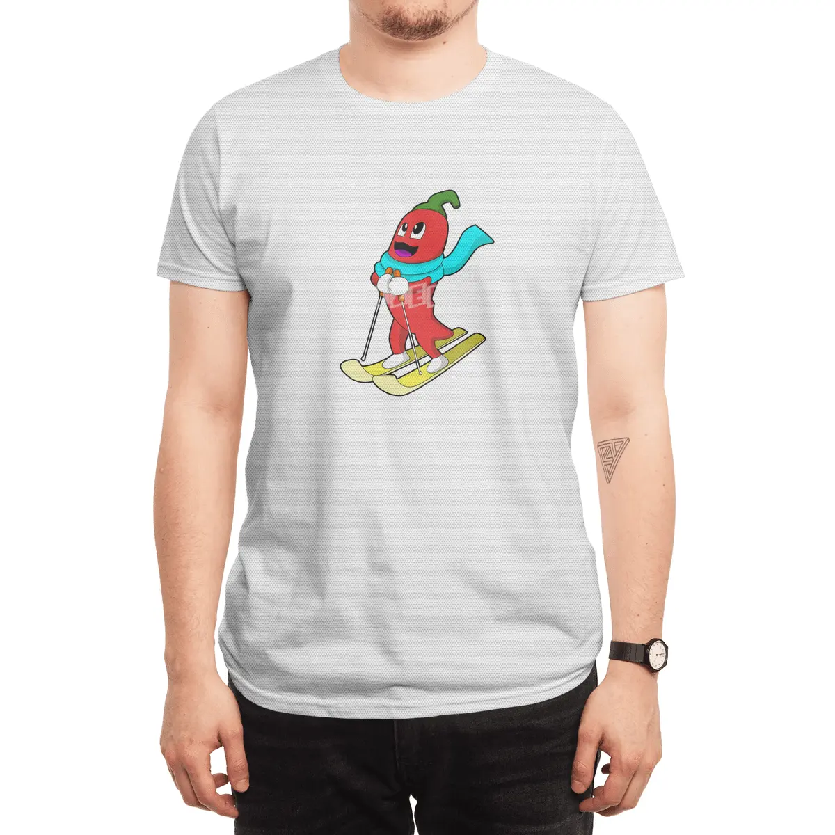 Pepper as Skier with Ski Spor T-Shirt
