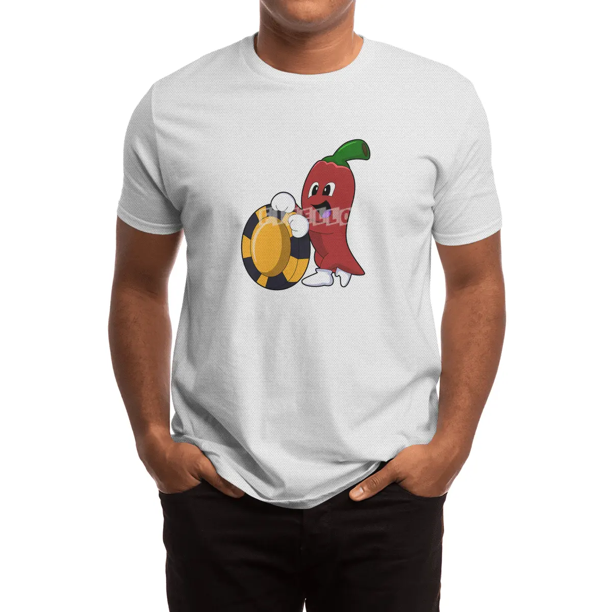 Pepper at Poker with Poker chips Spor T-Shirt