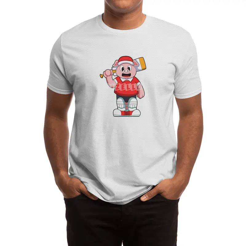 Pig as Batsman with Cricket bat Spor T-Shirt
