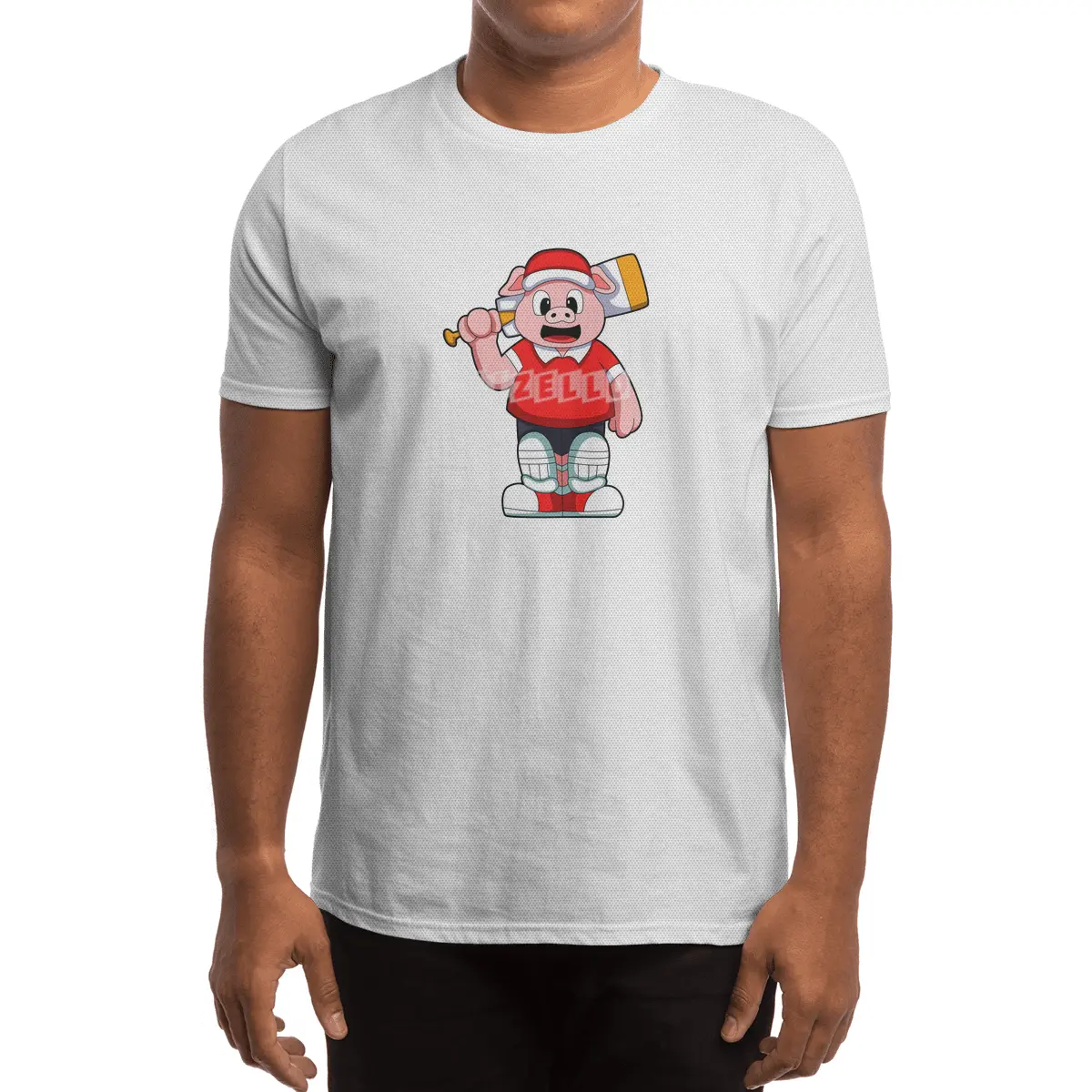 Pig as Batsman with Cricket bat Spor T-Shirt