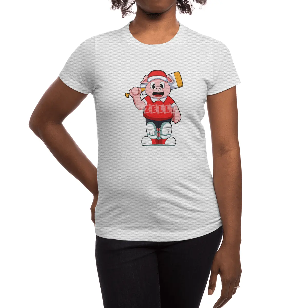 Pig as Batsman with Cricket bat Spor T-Shirt