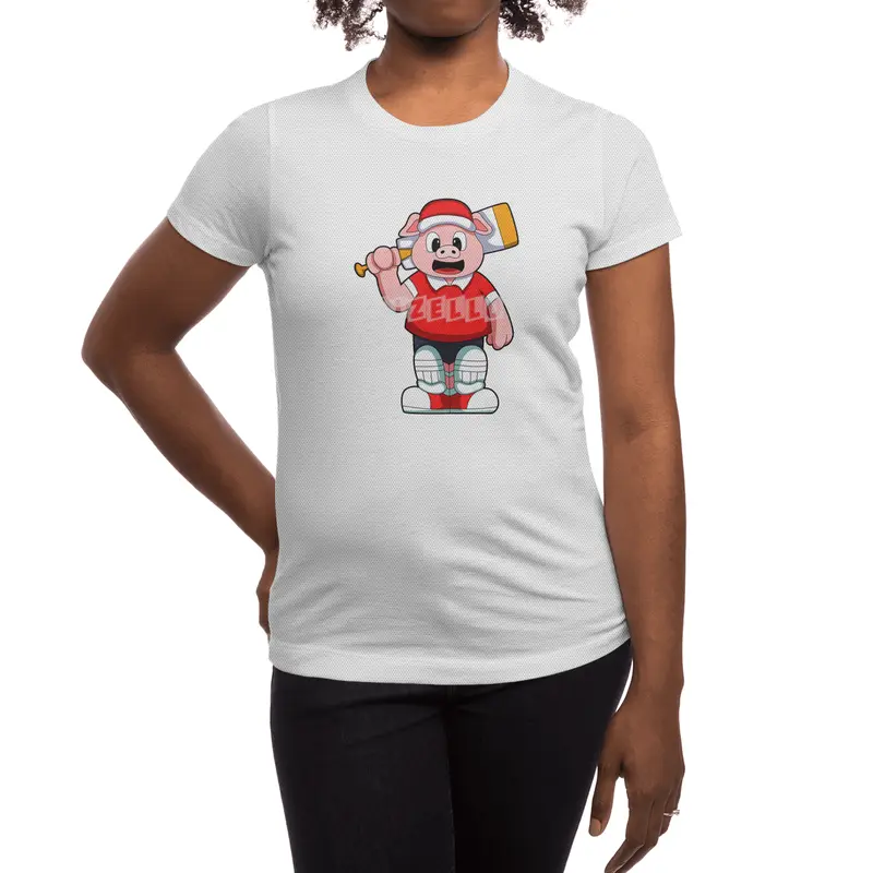 Pig as Batsman with Cricket bat Spor T-Shirt