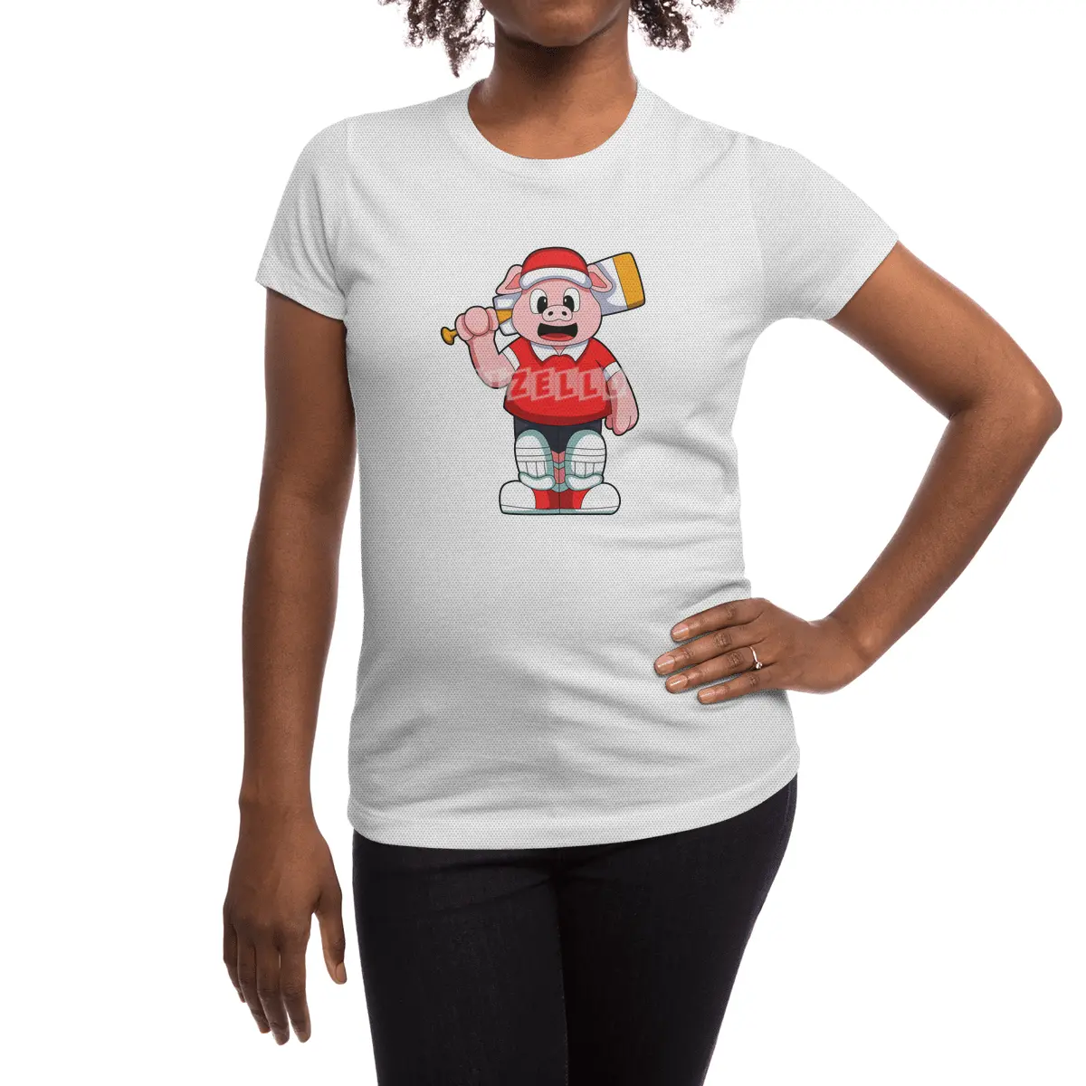 Pig as Batsman with Cricket bat Spor T-Shirt