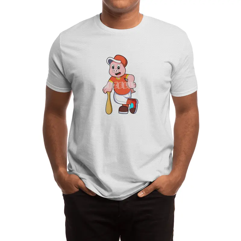 Pig as Batter at Baseball & Cap Spor T-Shirt