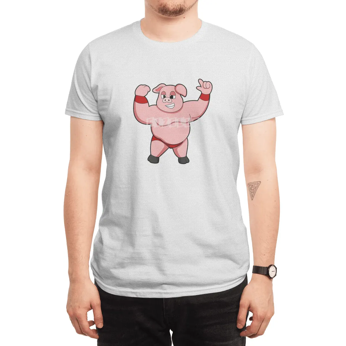 Pig as Bodybuilder with big Belly Spor T-Shirt